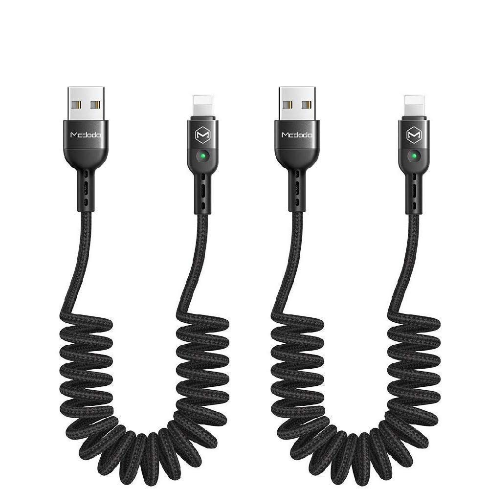 [2 Pack] Anti Winding Cable, Mcdodo LED Coiled Cord Nylon Braided Sync Charge USB Data 6FT/1.8M Cabl | Amazon (US)