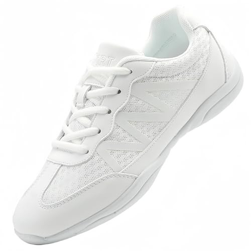CheeryEase Girls White Cheer Shoes Youth Cheerleading Dance Shoes Breathable Lightweight Athletic Training Sneakers for Competition Sport Big Kid Size 4.5 | Amazon (US)