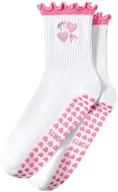 Century Star Cute Pilates Grip Socks Ruffle Frilly Yoga Crew Socks for Women-Non Slip Athletic St... | Amazon (US)