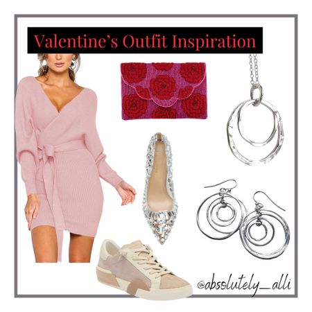 Valentines day outfit | valentines | pink | silver jewelry | heels | sweater dress 

#LTKstyletip #LTKfindsunder50 #LTKshoecrush