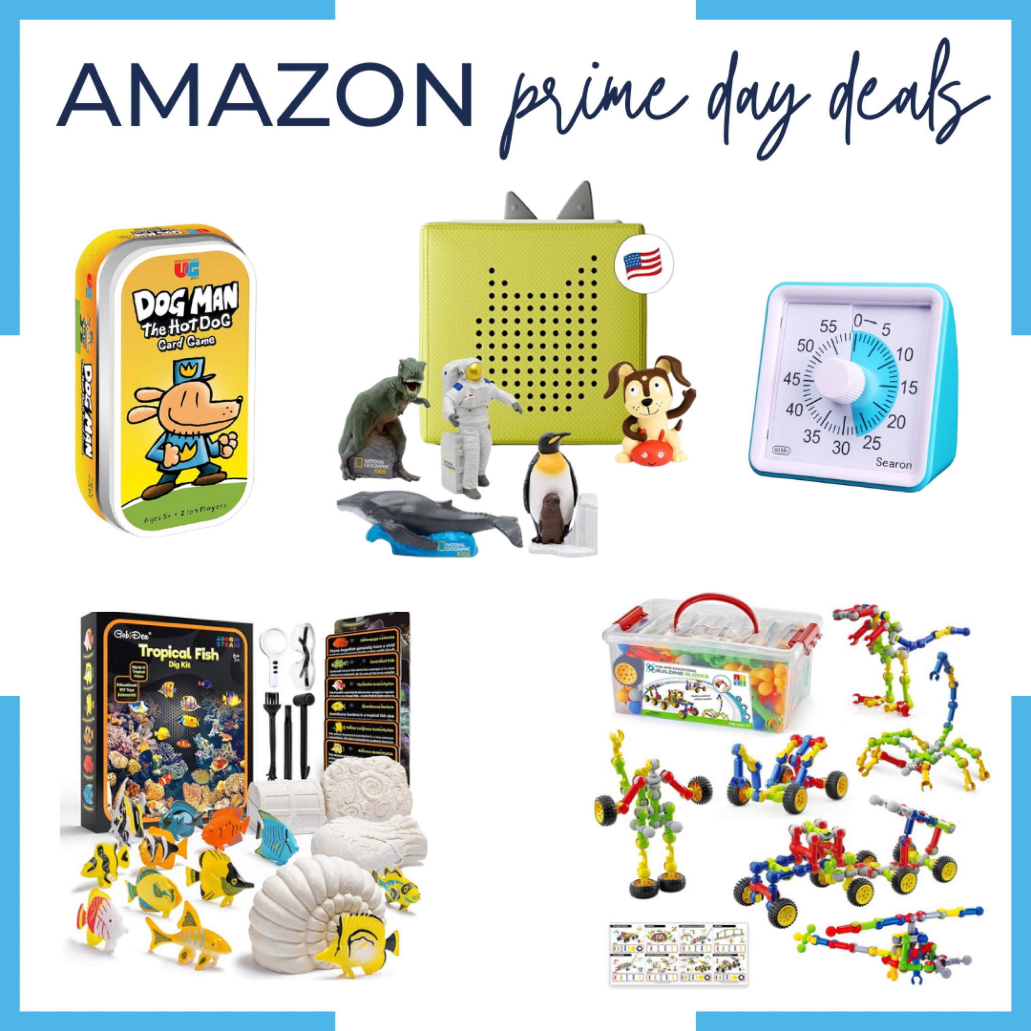 Amazon prime deals 💙 I already own these or they are currently in my cart for my kids! 

Tonie box, dog man card game, board game, dig kit, timer, kids toys

#LTKSaleAlert #LTKFamily #LTKKids