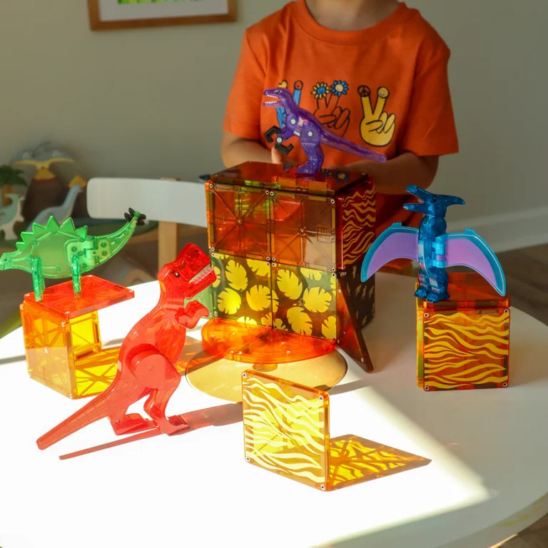 MAGNA-TILES Dino World 40 Piece Magnet Construction Set, The Original Magnetic Building Brand, Ch... | Walmart (US)