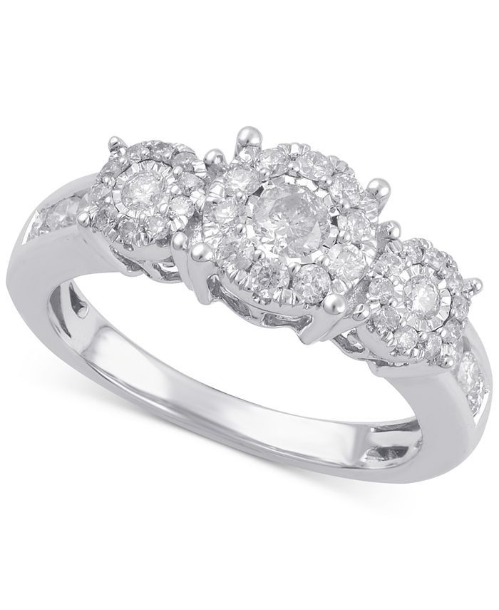 Macy's Diamond Three Stone Engagement Ring (3/4 ct. t.w.) in 14k Gold & Reviews - Rings - Jewelry... | Macys (US)