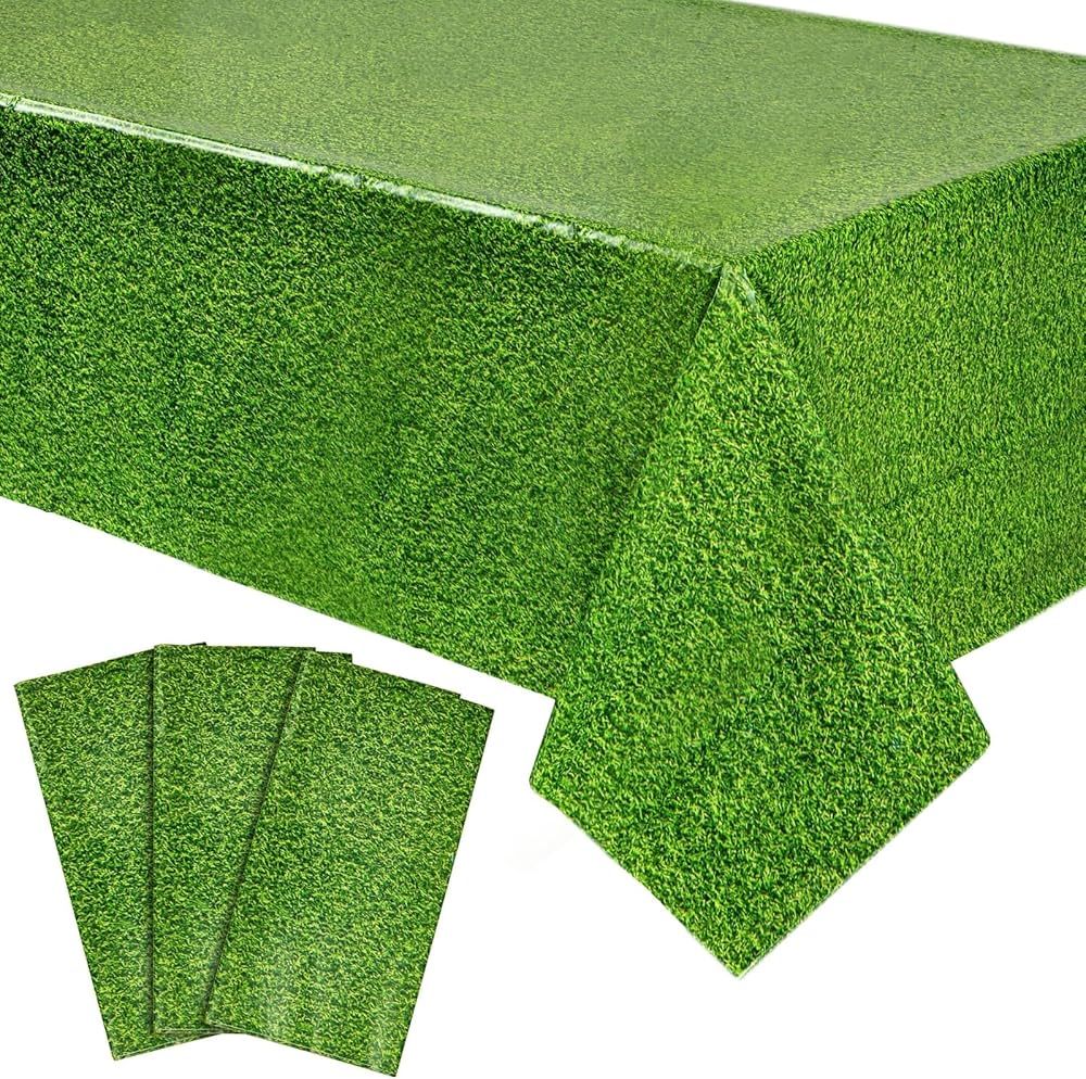 Sparkle and Bash 3 Pack Plastic Grass Tablecloth, Green Table Covers for Golf Party, Hole in One ... | Amazon (US)