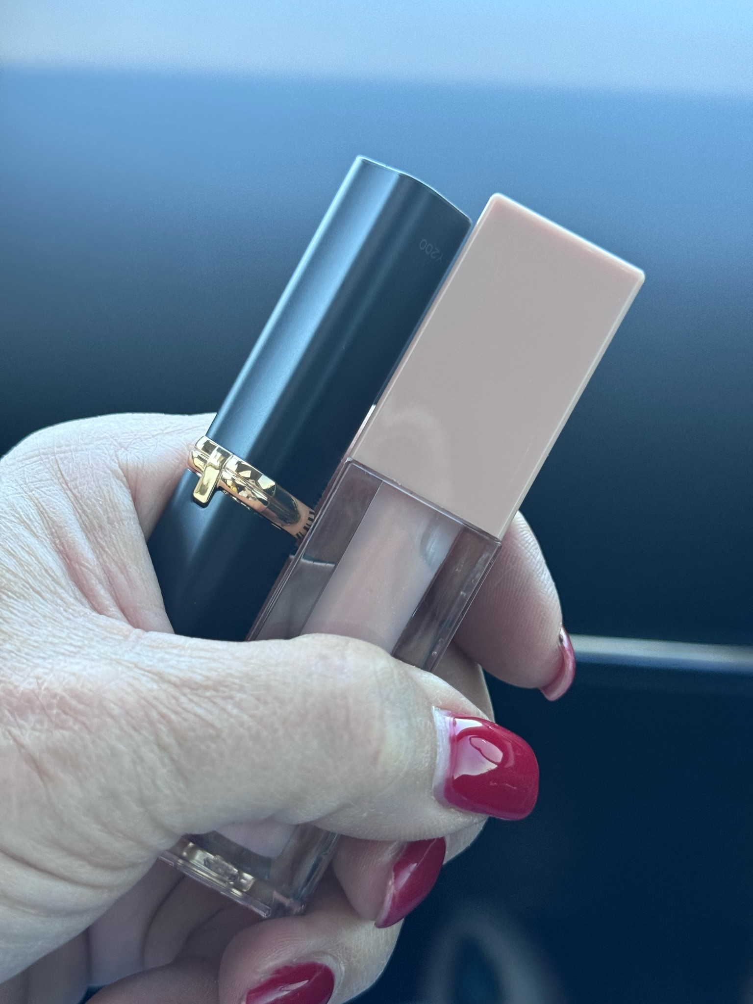 It’s a good nude combo, and the one I’ve been wearing lately on ig stories.  Lipstick is 105 and gloss is 002 