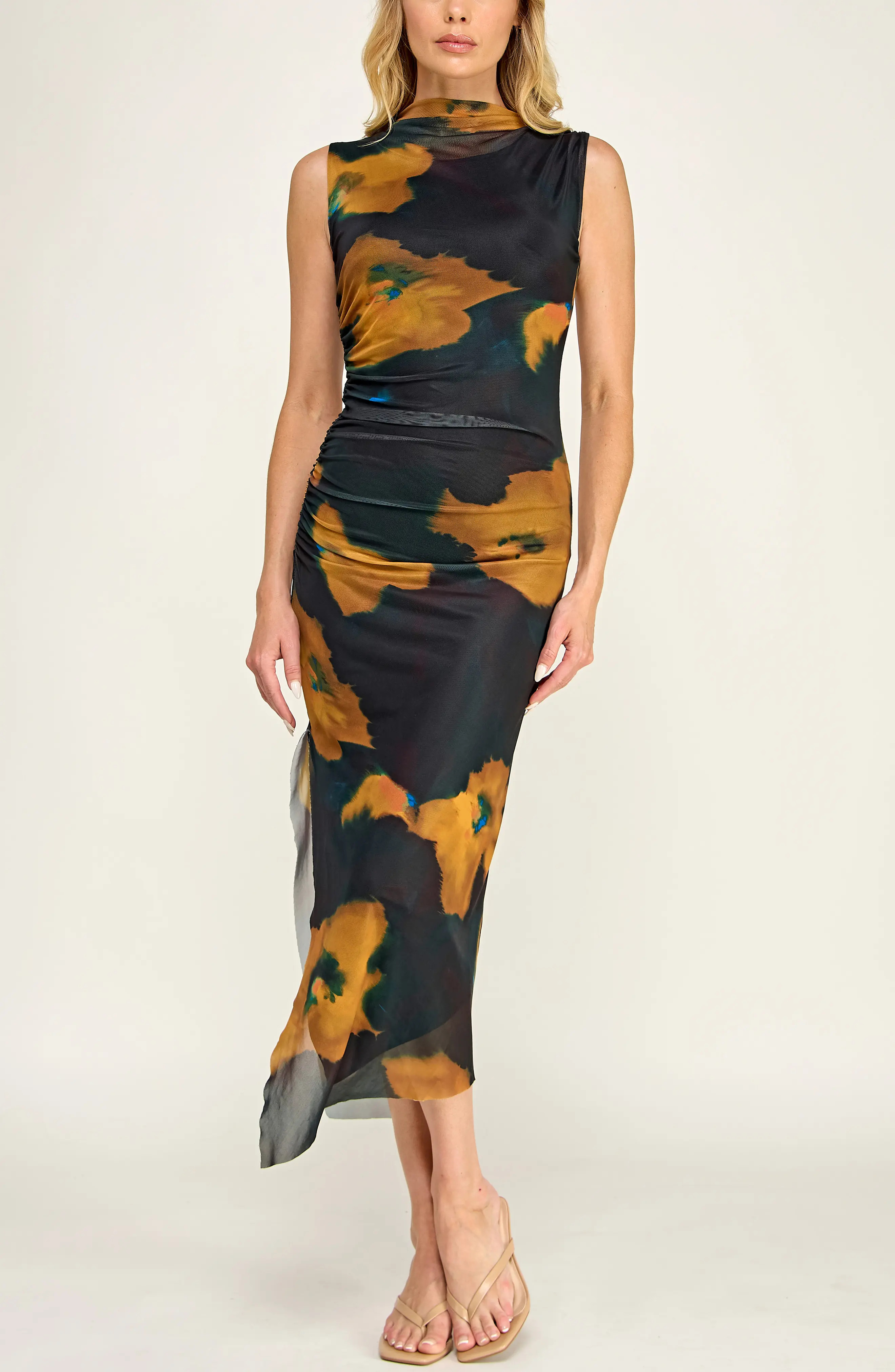 Floral Shirred Mesh Dress (Women) | Nordstrom | Nordstrom