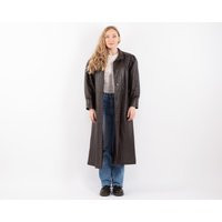 80S Vintage Brown Leather Long Coat, Size S/M | Etsy (US)