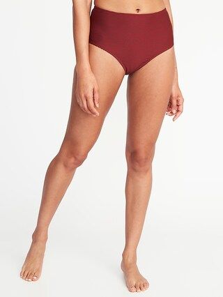 Old Navy Womens Mid-Rise Textured-Stripe Swim Bottoms For Women Golly Gee Garnet Size L | Old Navy US