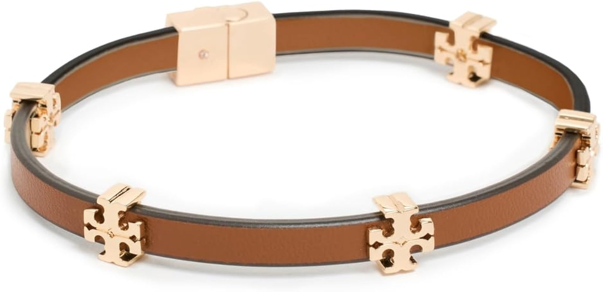 Amazon.com: Tory Burch Women's Eleanor Bio Bracelet, Tory Gold/Classic Chestnut, S/M: Clothing, S... | Amazon (US)