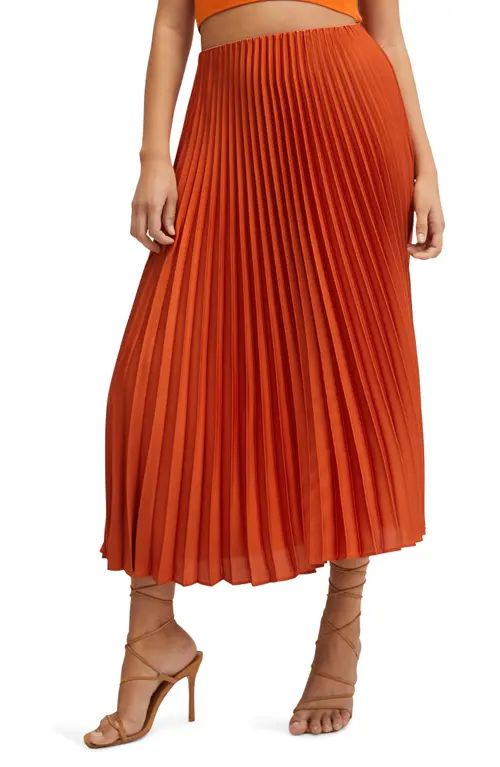 MANGO Sunburst Pleated Skirt in Orange at Nordstrom, Size Xx-Large | Nordstrom