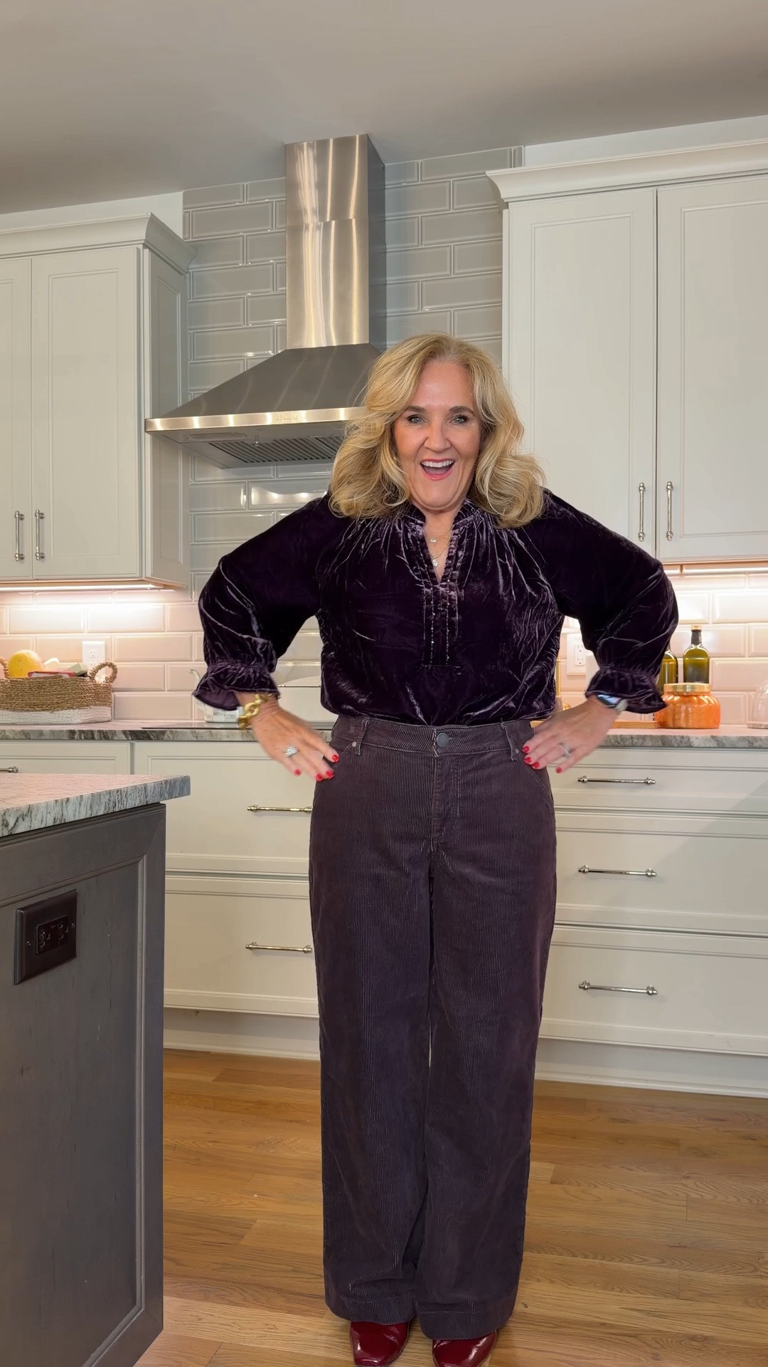 Democracy jeans I wear a med in tops and 8 petite in jeans a really pretty eggplant wide leg corduroy pant 30% off early access code FRIEND30 on 10/13 then no code 10/14-10/18
Petite sizes see listed separately from regular. Both links are included. #LTKOver40 #LTKPetite #LTKootd
