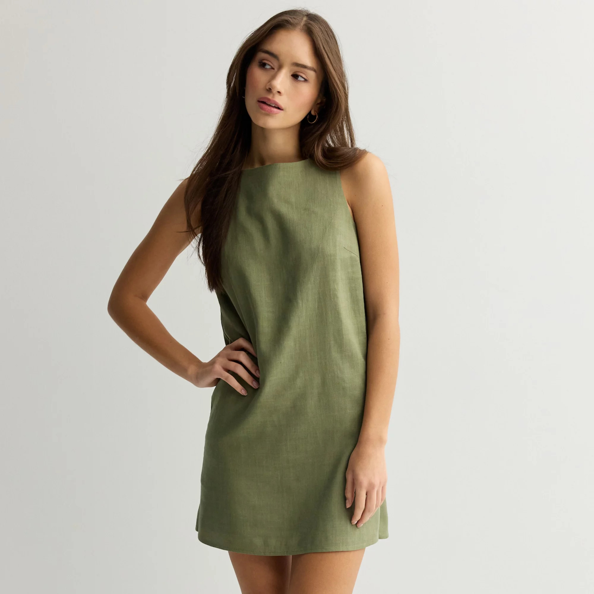 Juniors' SO® Linen Blend Shift Dress, Girl's, Size: Medium, Drew Green | Kohl's