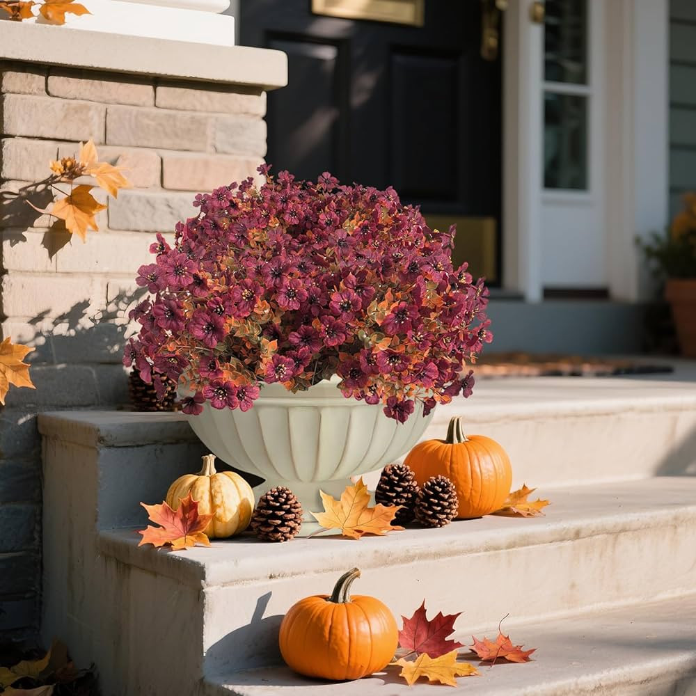 Artificial Mums for Outdoors Garden Home Fall Decor uv Resistant Outdoor Faux Plants Indoor Plast... | Amazon (US)