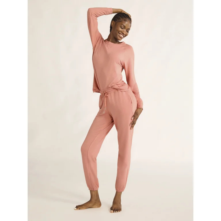 Joyspun Women's and Women’s Plus French Terry Sweatshirt and Joggers Set, 2-Piece, Sizes XS to ... | Walmart (US)