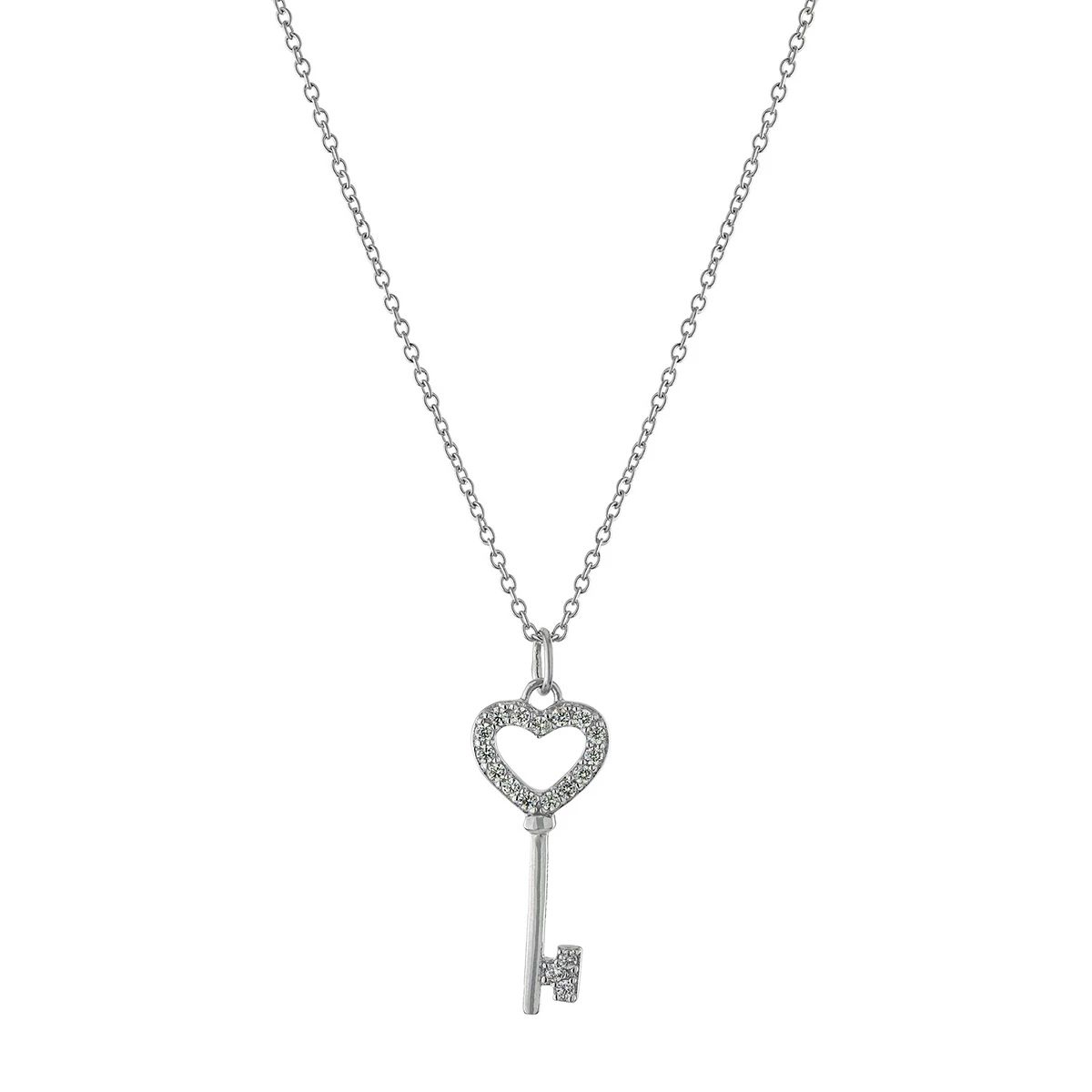 Main and Sterling Sterling Silver Cubic Zirconia Open Heart Key Pendant Necklace | Kohl's
