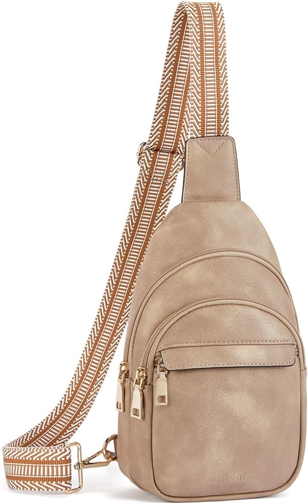 BOSTANTEN Small Sling Bag for Women Leather Crossbody Bags Fanny Pack Chest Bag for Travel | Amazon (US)