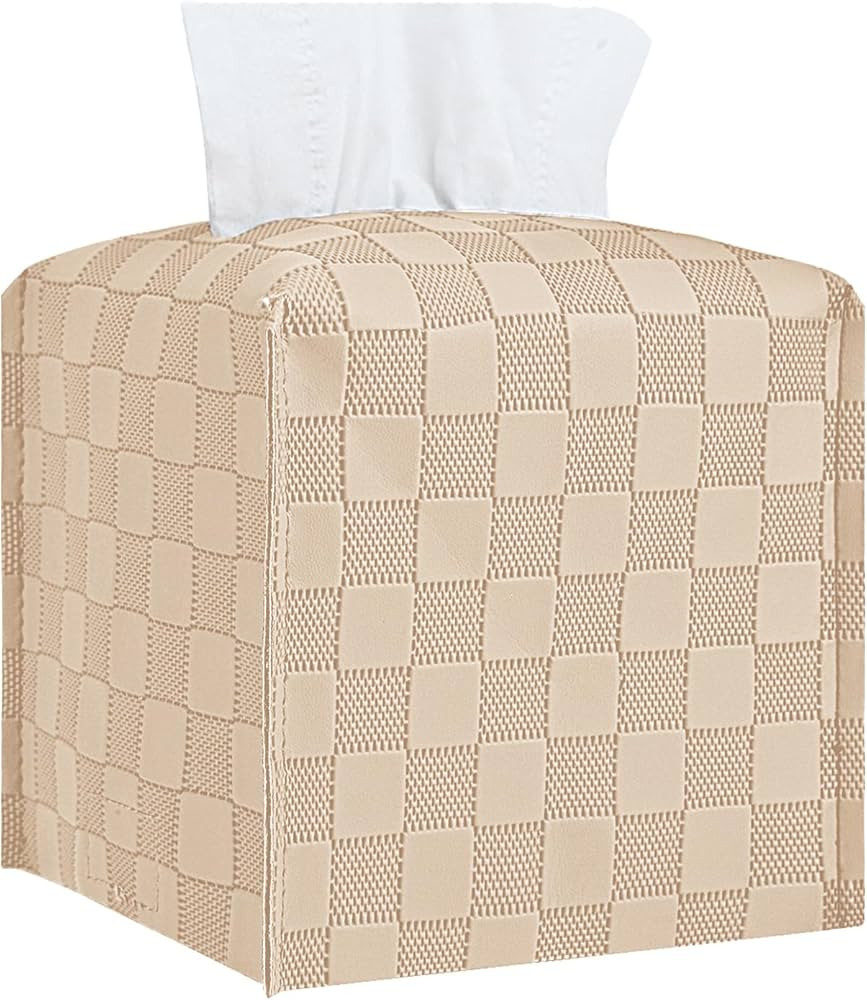 Amazon.com: Tissue Box Cover, Square Tissue Box Holder, Leather Tissue Holders Decorative Organiz... | Amazon (US)
