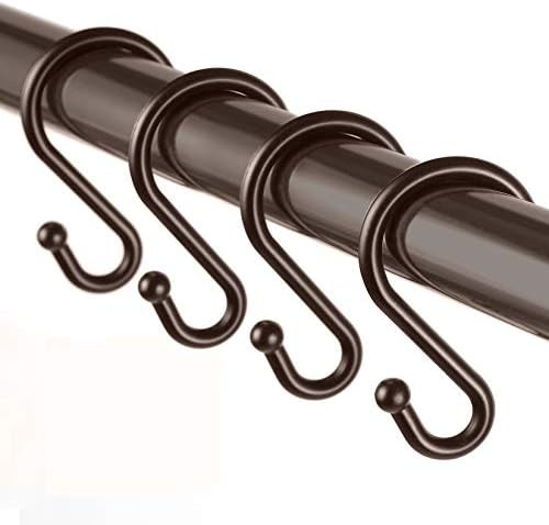 Metal Shower Curtain Hooks，Set of 12 Rings，Rust Resistant S Shaped Hooks Hangers for Shower Curtains | Amazon (US)