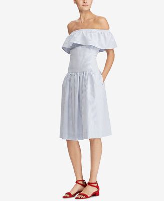 Lauren Ralph Lauren Striped Off-The-Shoulder Dress | Macys (US)