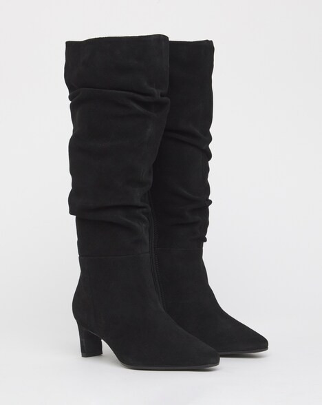 Anthology Artemis Ruched Suede Boots - Extra Wide Fit (EEE) & Super Curvy Calf | JD Williams (UK)