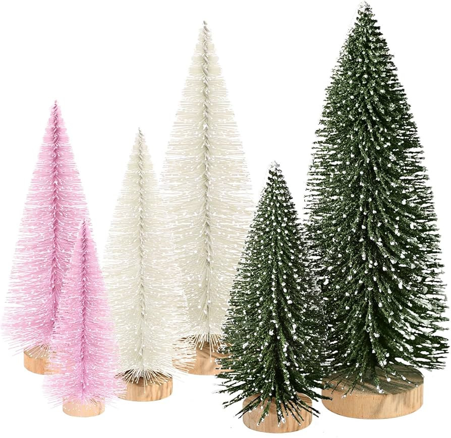 6pcs Mini Christmas Trees Christmas Decor, Artificial Christmas Mini Bottle Brush Trees Tabletop,... | Amazon (US)