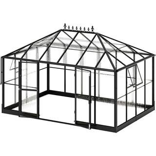 14 ft. W x 9.5 ft. D x 9 ft. H Polycarbonate Sun Panel Black Greenhouse | The Home Depot
