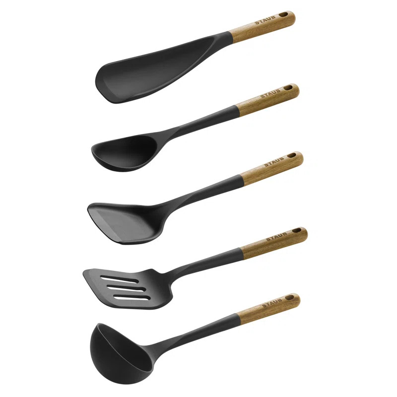 Staub Silicone with Wood Handle 5-Piece Cooking Utensil Set | Wayfair North America