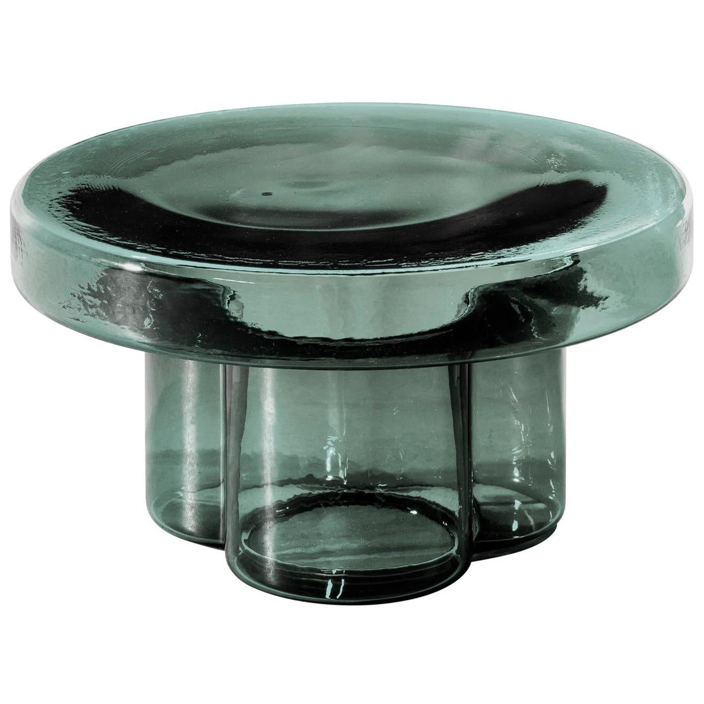 Soda Blown Murano Glass Low Coffee Table in Petrol Green by Yiannis Ghikas | 1stDibs