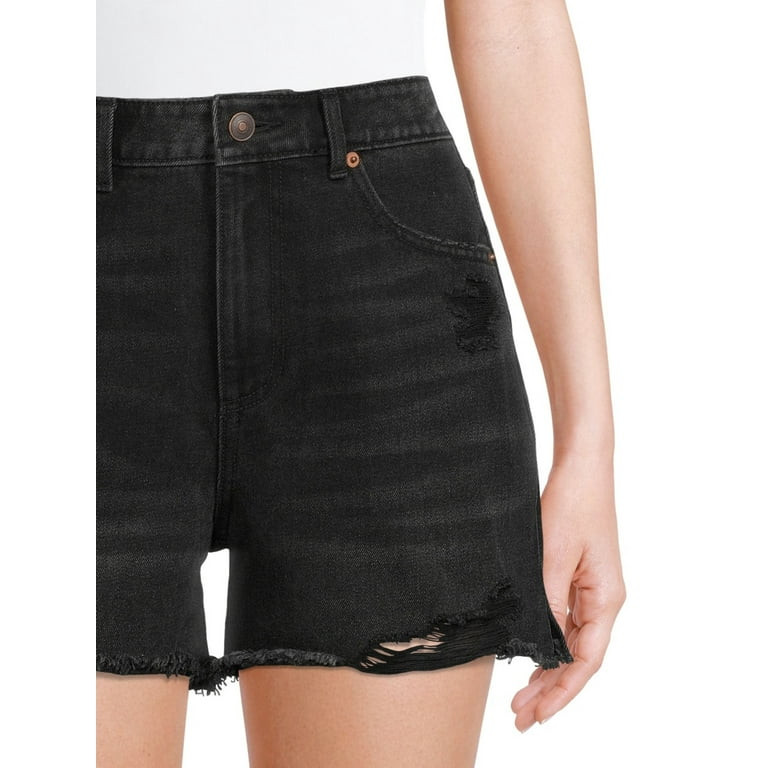 No Boundaries Juniors’ High Rise Destructed Midi Shorts | Walmart (US)