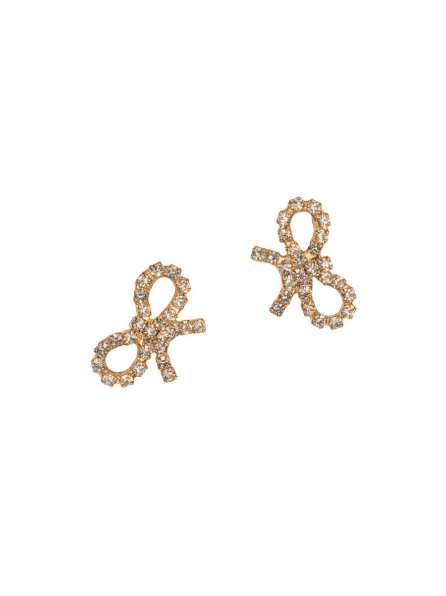 Jennifer Behr Romy 24K-Gold-Plated &amp; Glass Crystal Bow Stud Earrings | Saks Fifth Avenue