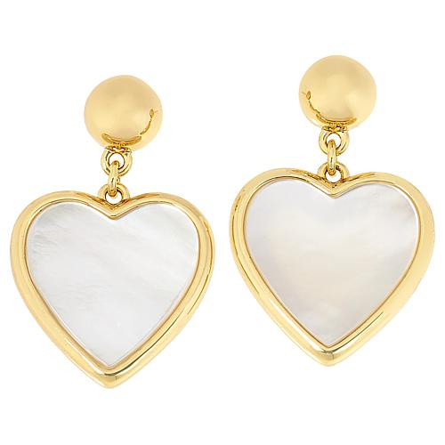 Connie Craig Carroll Jewelry Faith Mother-of-Pearl Heart Drop Earrings | HSN