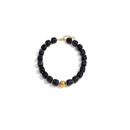 Mchic Black Beaded Choker Necklace for Women: Adjustable Boho Chunky Black Beads Strand Necklace Acrylic Square Bead Jewelry Summer Beach Vibe Handmade Stainless Steel Necklace Gift | Amazon (US)