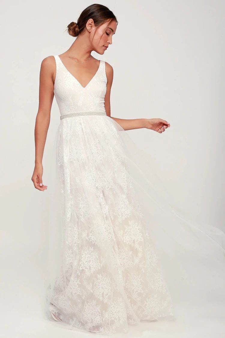 Sweet Love Ivory Lace Beaded Maxi Dress | Lulus (US)