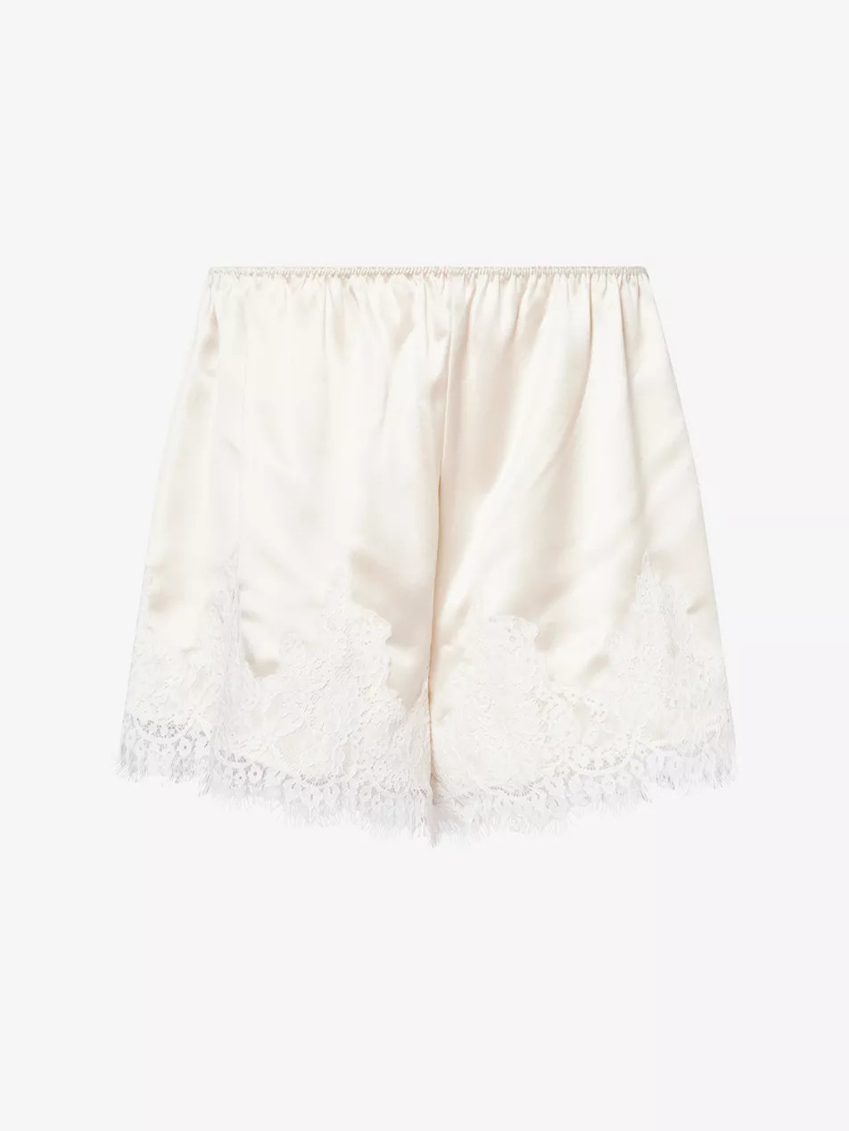 Selene Lace-Trim Satin Shorts | Selfridges