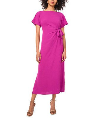Women's Tie-Waist Boat-Neck Midi Dress | Macy's