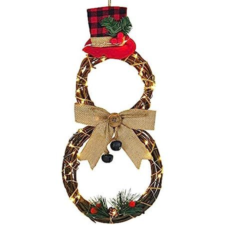 Lvydec Lighted Christmas Wreath Decoration - 16 x 8 Inch Grapevine Wreath with Hat and Bow Snowman S | Amazon (US)