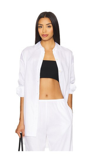 LESET Yoko Oversized Button Down Shirt in White. - size M | Revolve Clothing (Global)