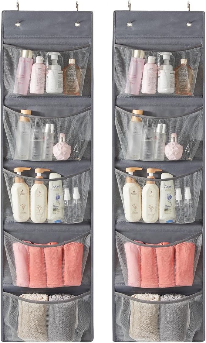 2 Pack Door Hanging Organizer for Bathroom, 5-Shelf Closet Hanging Storage Shelves with Metal Hoo... | Amazon (US)