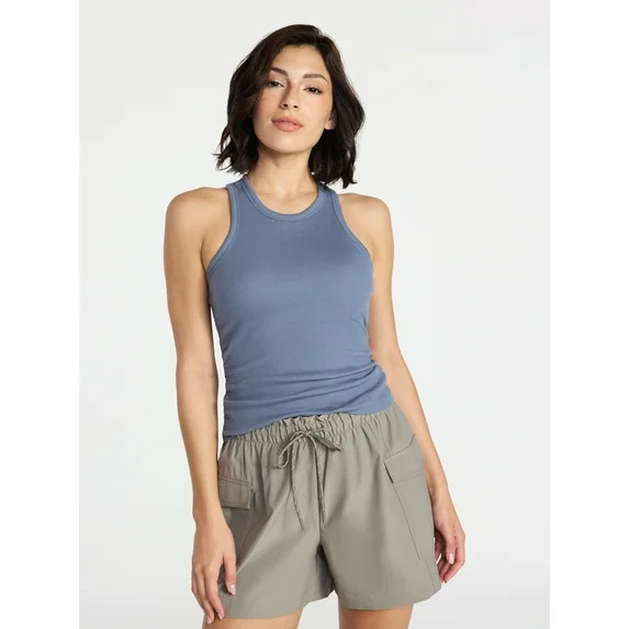 Avia Women's and Women's Plus Cotton Ruched Rib Tank Top, Sizes XS-4X | Walmart (US)