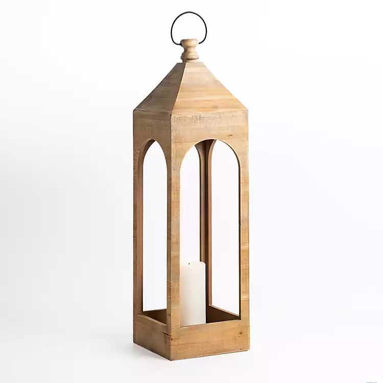 New! Tall Natural Wood Open Lantern | Kirkland's Home