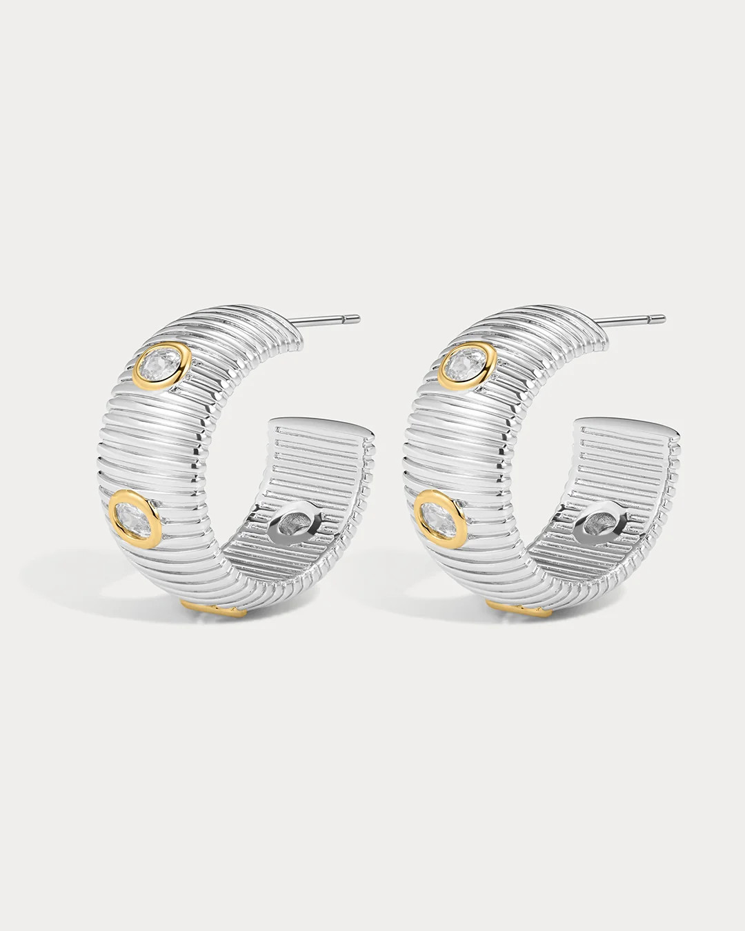 The Pave Georgia Ridged Hoops- Silver | Luv Aj Inc.