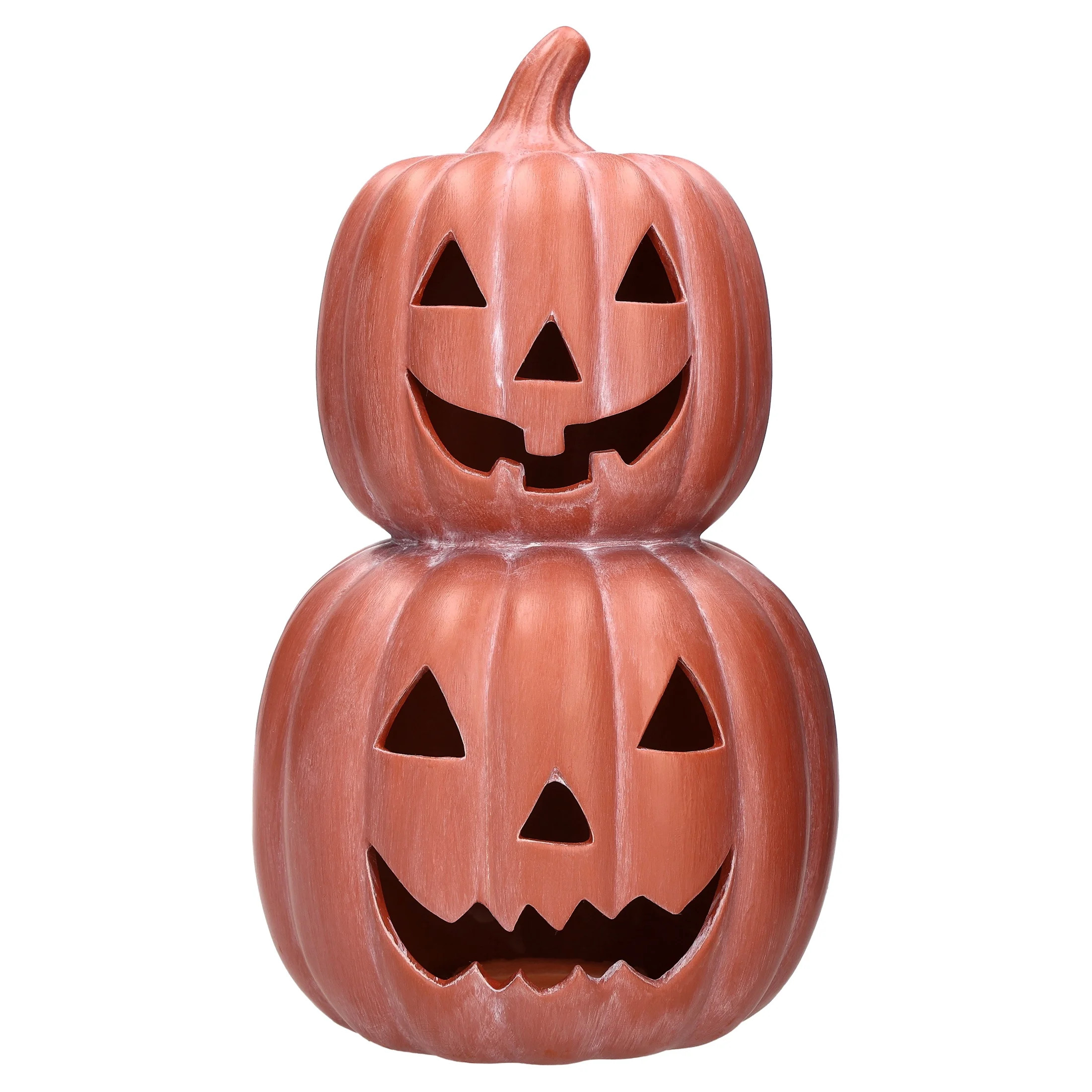 Ceramic Stacked Jack-o'-Lantern Decoration, Terracotta, 11.25", Halloween by Way To Celebrate | Walmart (US)