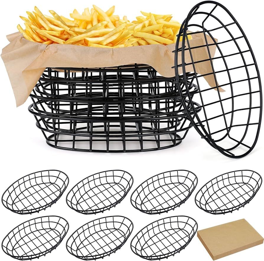 Hushee 12 Pcs Wire Bread Basket 9.5 x 6.2 x 2.2 Inch Oval Metal Dinner Roll Baskets for Serving F... | Amazon (US)