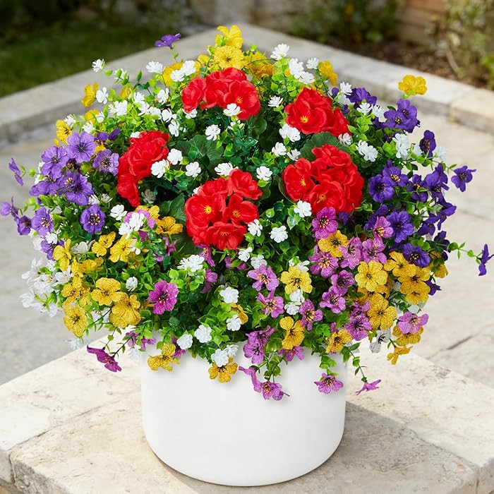 Hrobek Fake Artificial Silk Flowers for Outdoors with Realistic UV Resistant, Faux Plants for Out... | Amazon (US)