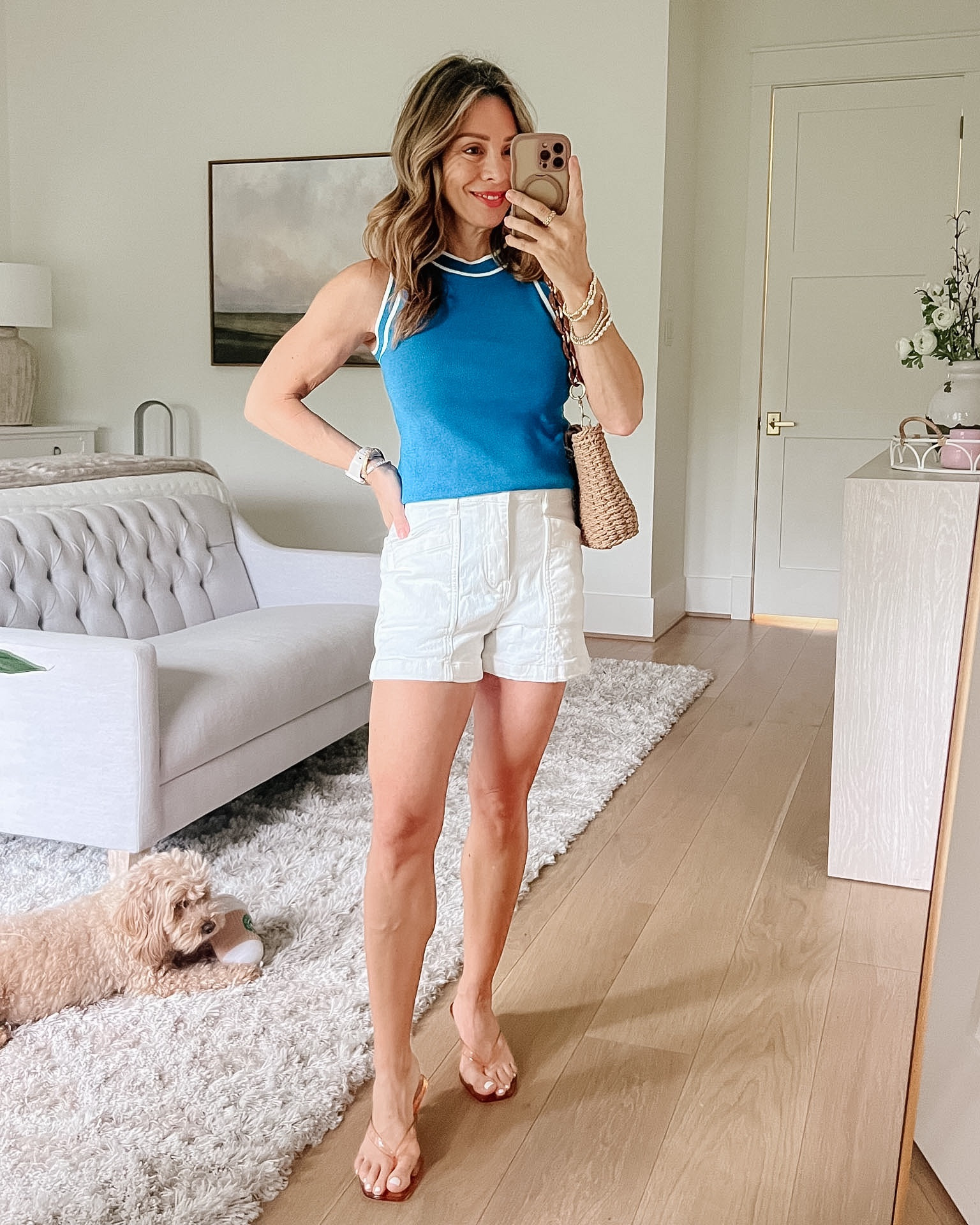 New Styles from Amazon! 

I just love blue and white together, such a fresh combo. This top is a halter style tank with contrasting stripes. It’s got a nice weight to it, not too heavy not too light.

Top Fit: I’m wearing a Small
Shorts Fit: I’m wearing a Small