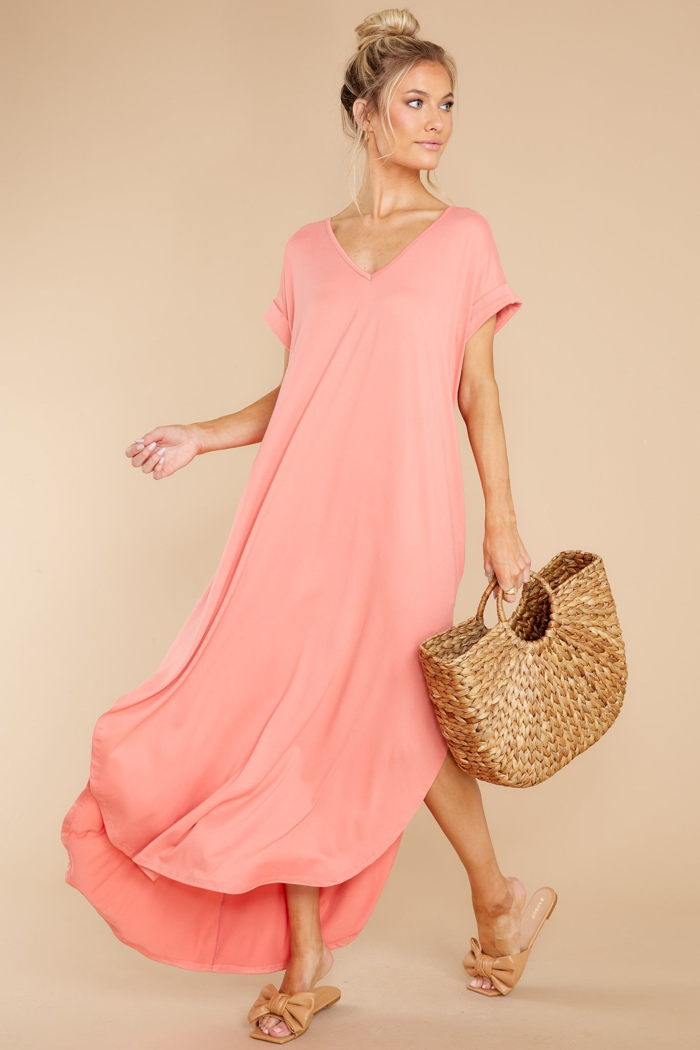 Always The Same Thing Peach Maxi Dress | Red Dress 
