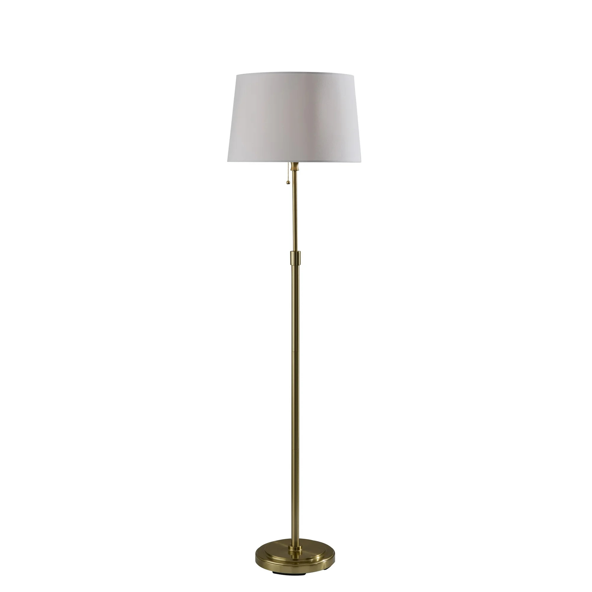 Mainstays Floor Lamp 59.5" Gold Stick Floor Lamp with White Fabric Shade | Walmart (US)