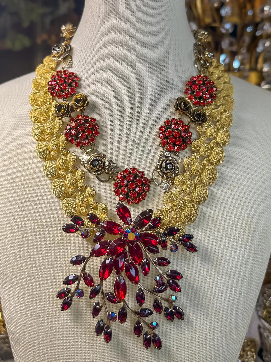 Frankly, Scarlett — One of a Kind Convertible Vintage Necklace Set, Red & Gold Repurposed Jewel... | Etsy (US)
