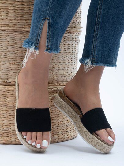 Espadrille Flatform Wedge Slide Sandals | SHEIN
