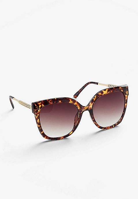Oversized Tortoise Square Sunglasses | Maurices